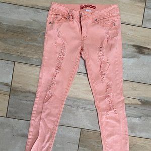 Bongo Peach/Pink Ripped Skinny Jean